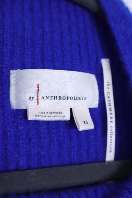 BY ANTHROPOLOGIE Oversized Ribbed Cashmere Sweater Vest Dark Blue Women's XS
