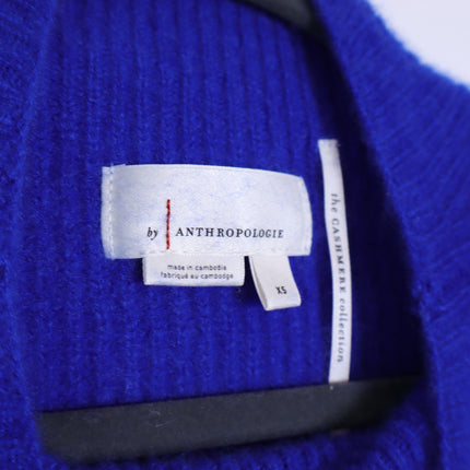 BY ANTHROPOLOGIE Oversized Ribbed Cashmere Sweater Vest Dark Blue Women's XS