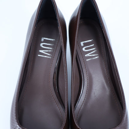 Prologue Shoes Luvi Briana Buckle Pump Brown Pointed Toe Women's 36/US 5.5