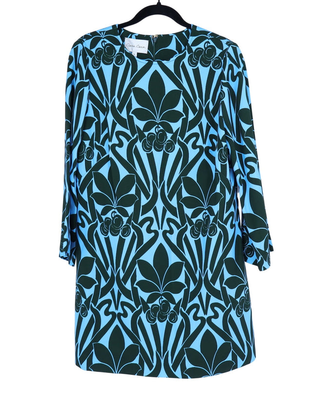 CARA CARA Gossamer Blue Saffron Dress Mini Shift Bell Sleeve Women's L