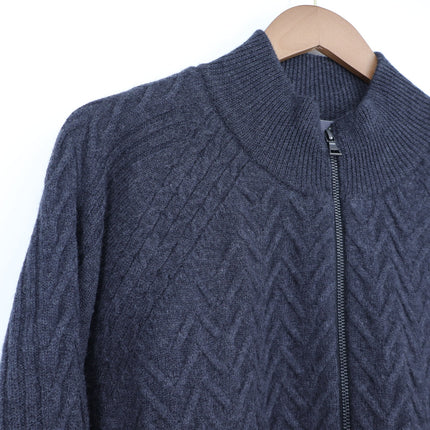 Vince Wool Cable Full Zip Sweater Dark Gray Textured Long Sleeve Men's XL