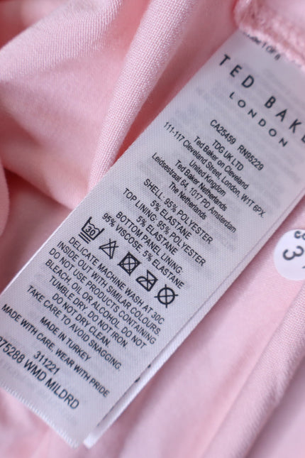 TED BAKER NWT Mildrd Mesh Mini Dress Pink Ruffle Shoulder Gathers Women's 0