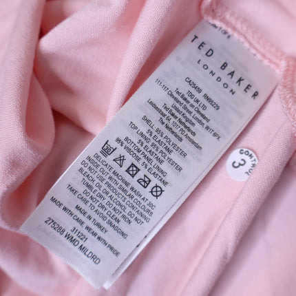 TED BAKER Mildrd Mesh Mini Dress NWT Pink Ruffle Shoulder Gathers Women's 0