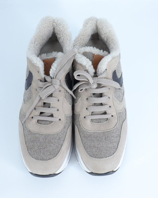 Voile Blanche Maran Shearling Sneakers Beige Gray Low Top Women's 40/US 10