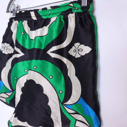 ZARA NWT Printed High Waisted Bermuda Shorts Green Black Pull On Women's S