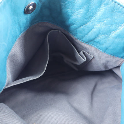 Chanel Sharpei Teal Lambskin Leather Medium Tote Bag Interweave Chain
