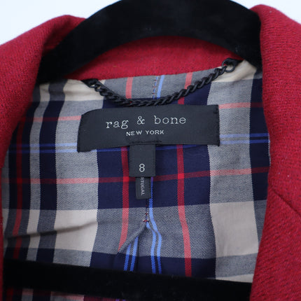 Rag & Bone Lexington Blazer Red Melange Wool Blend Long Sleeve Women's 8