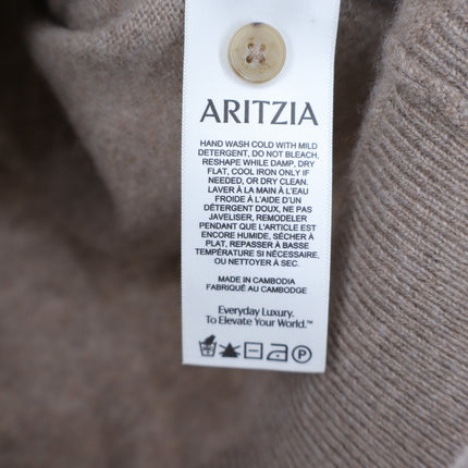Aritzia Bare 100% Cashmere Noteworthy Cardigan Heathered Nomad Taupe Women's XS