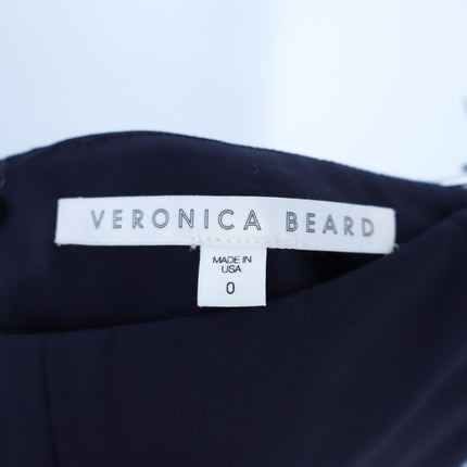 Veronica Beard Zip Back Scuba Pant Navy Cropped Stretch Women's 0