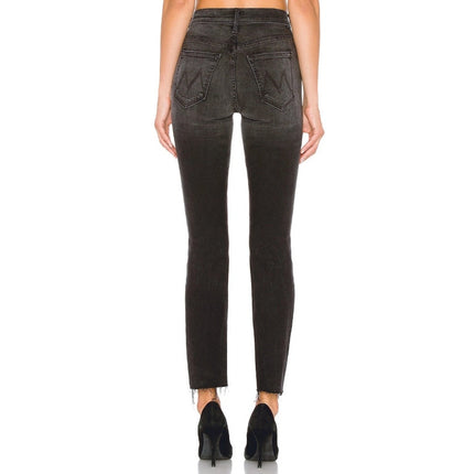 Mother Rascal Ankle Snippet Jeans Nighthawk Black Slim Straight Leg Women's 23