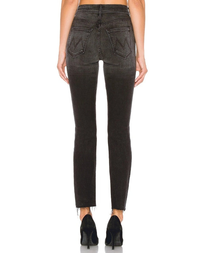 Mother Rascal Ankle Snippet Jeans Nighthawk Black Slim Straight Leg Women's 23