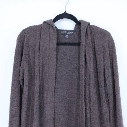 Barefoot Dreams CozyChic Lite Hooded Cardigan Brown Open Longline Women's XS/S
