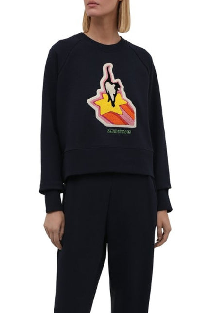 ZIMMERMANN Starcat Embroidered Sweatshirt Navy Pullover Terry Women's 3/US 10