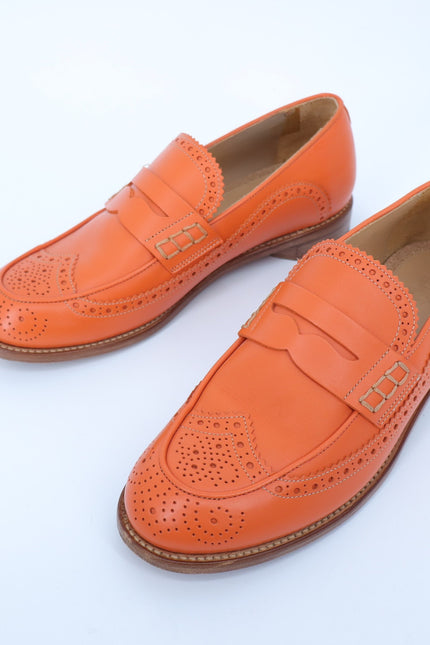 THE OFFICE OF ANGELA SCOTT Ms. Charlotte Orange Penny Loafers Women's 38.5/US8.5