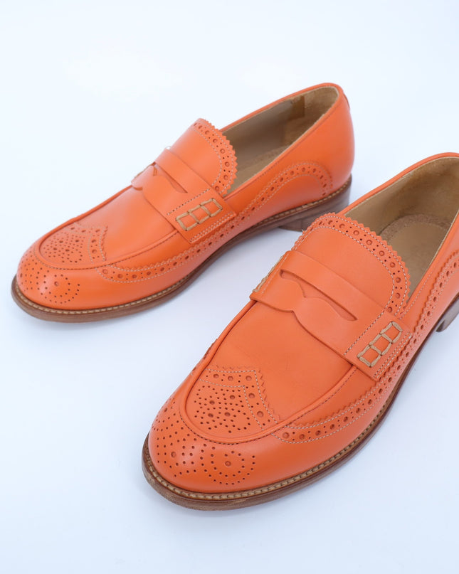 THE OFFICE OF ANGELA SCOTT Ms. Charlotte Orange Penny Loafers Women's 38.5/US8.5