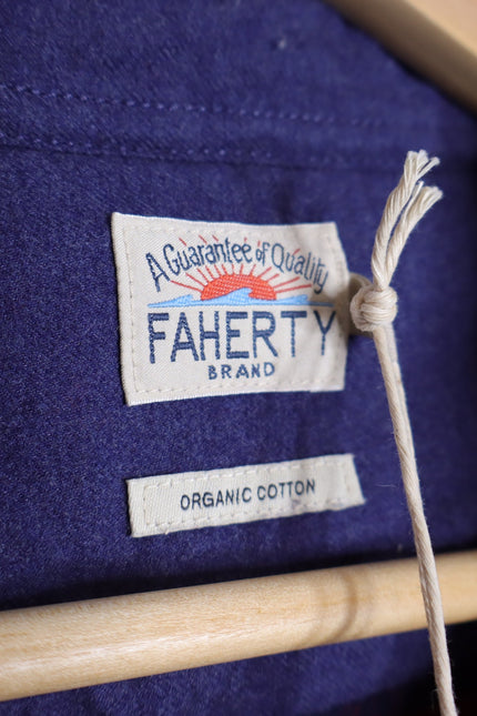 FAHERTY NWT Yukon Brushed Work Shirt Carmine Striped Red Cotton Men's XL