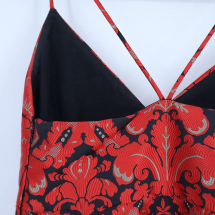 FREE PEOPLE Queen of Hearts Brocade Mini Dress Red and Black Women's 6