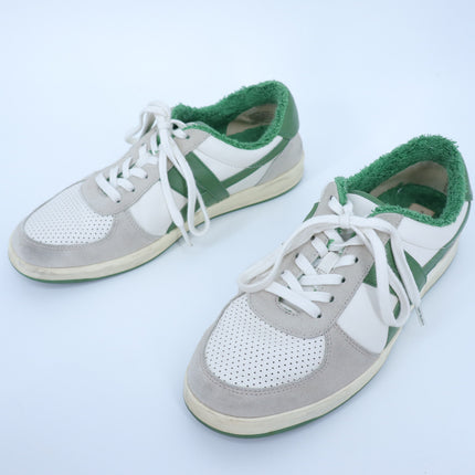 TORY BURCH Hank Court Sneakers White Green Lace Up Low Top Women's 8.5