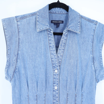 VERONICA BEARD Ruben Midi Dress Pebble Stone Denim Button Front Women's 10