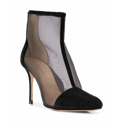 MARION PARKE Dolby Mesh Heeled Bootie Black Suede Almond Toe Women's 36/US 6