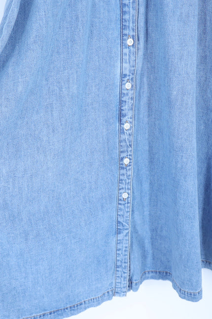VERONICA BEARD Ruben Midi Dress Pebble Stone Denim Button Front Women's 10