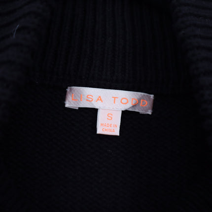 Lisa Todd Romancin Ribbed Heart Sweater Knit Jacket Black Intarsia Women's S