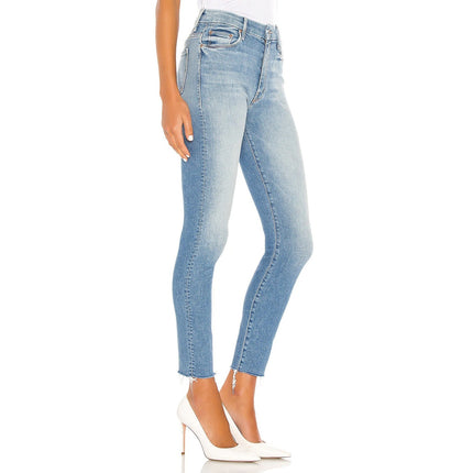 Mother Looker Ankle Fray Jeans Blue Shoot To Thrill Blue High Rise Women's 24
