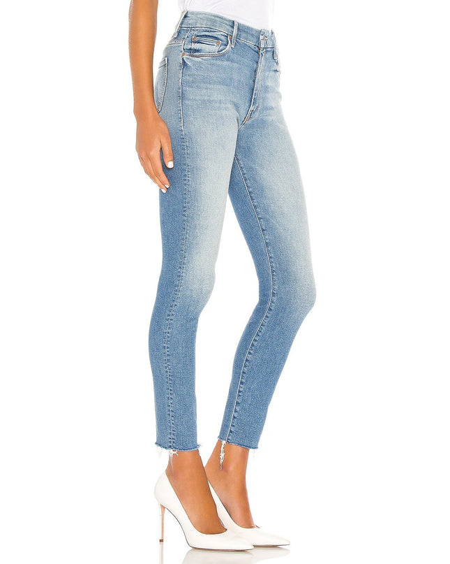 Mother Looker Ankle Fray Jeans Blue Shoot To Thrill Blue High Rise Women's 24