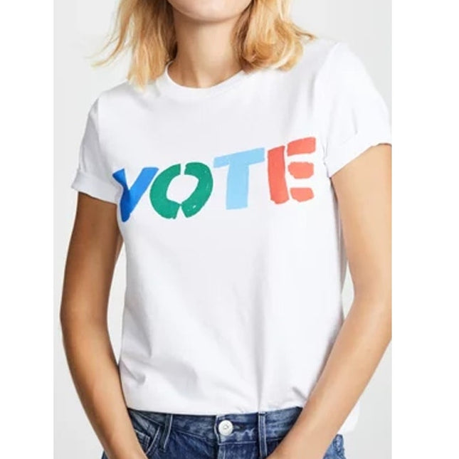 Tory Burch Vote Tee White Graphic Short Sleeve Casual Women's XS