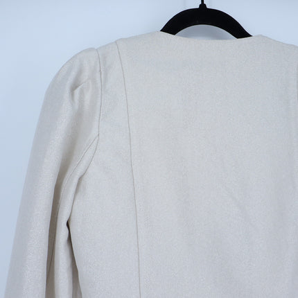 IRO Vema Denim Jacket NWT Ecru Silver Lurex Long Sleeve Women's 36/US 4