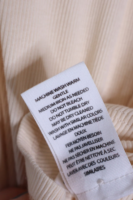 ULLA JOHNSON NWT Iman Poplin Sleeve Top Cream Henley Ribbed Women's P/US 0-00