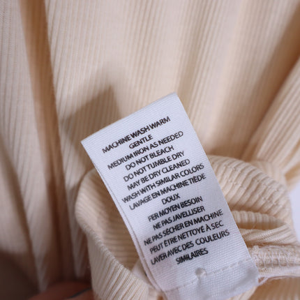 ULLA JOHNSON Iman Poplin Sleeve Top NWT Cream Henley Ribbed Women's P/US 0-00