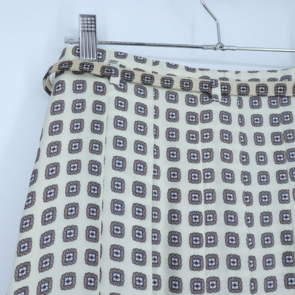 J. Crew Pleated Prep Skirt Ivory Foulard Print NWT Belted Satin Women's 00