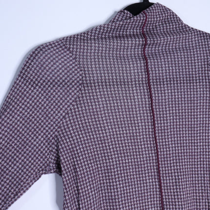 Rag & Bone Shaw Turtleneck Top Paneled Houndstooth Maroon Long Sleeve Women's S