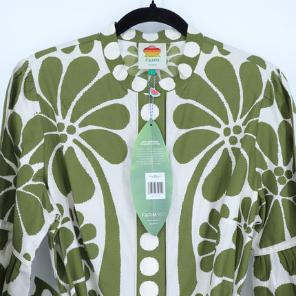 Farm Rio Palermo Belted Mini Dress Green NWT Printed Half Sleeve Women's L