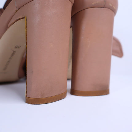 MARION PARKE Leah Heeled Sandals Blush Nappa Leather Ankle Tie Women's 36/US 6