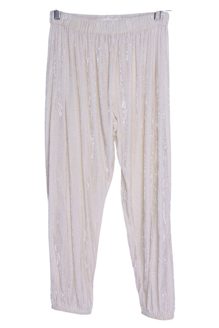 FORTE_FORTE Crush Velvet Joggers Ivory Pull On Relaxed Fit Women's 0/ US 0-2