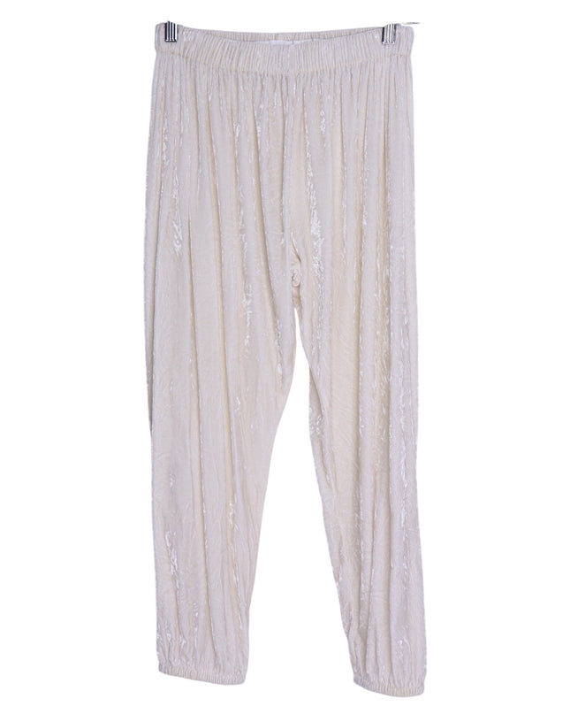 FORTE_FORTE Crush Velvet Joggers Ivory Pull On Relaxed Fit Women's 0/ US 0-2