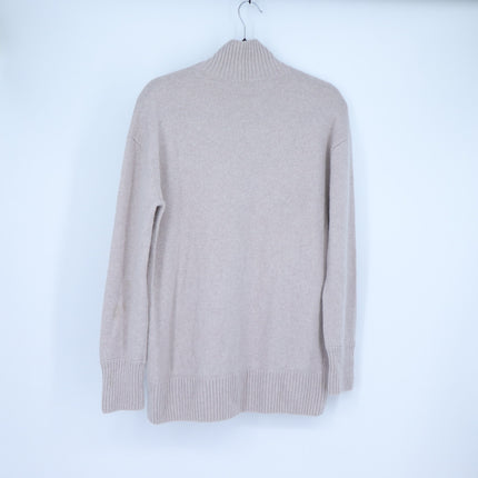 Vince Cashmere Double Slit Turtleneck Sweater Biscuit Beige Oversized Women's XS