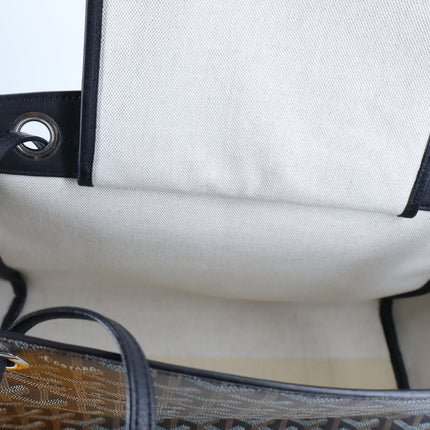 GOYARD Rouette Souple Shoulder Bag Black and Brown Coated Canvas Chevron