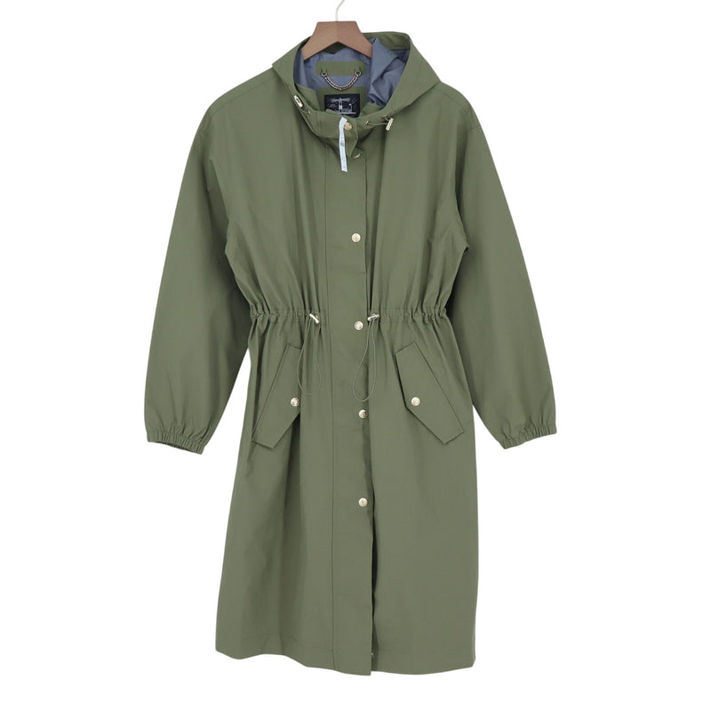 J. Crew Perfect Raincoat Olive Green NWT Hooded Snap Front Mid Length Women's S