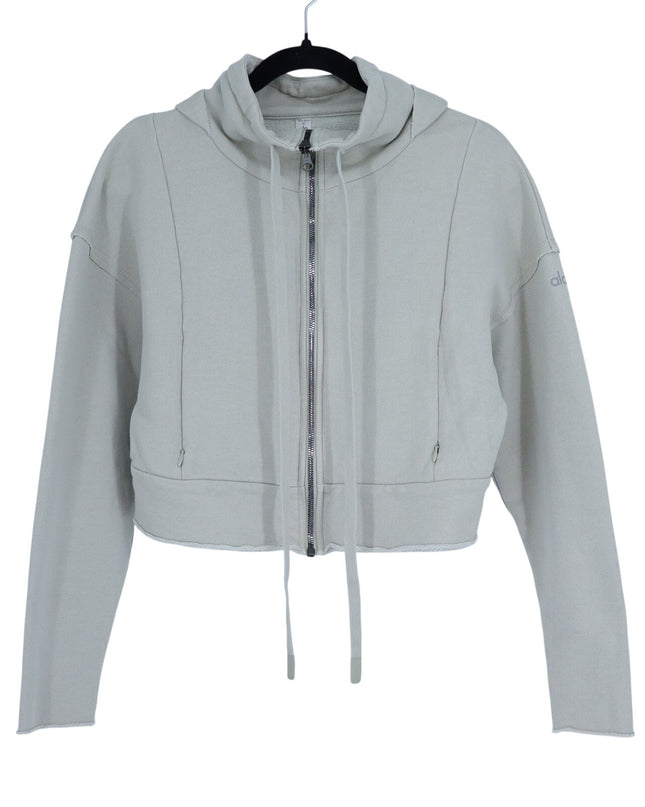Alo Cruiser Hoodie Sweatshirt Cropped Full Zip Light Sage French Terry Women's S