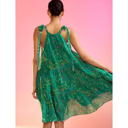 CYNTHIA ROWLEY Layla Floral Halter Dress Green NWT Knee Length Women's L