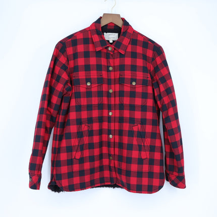 Current/Elliott Plaid Sherpa Jacket Red Black Buffalo Check Women's 1/US 4