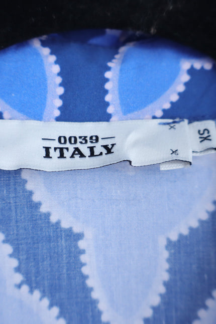 0039 ITALY Havanna Printed Wrap Midi Dress Blue 3/4 Sleeves Women's XS