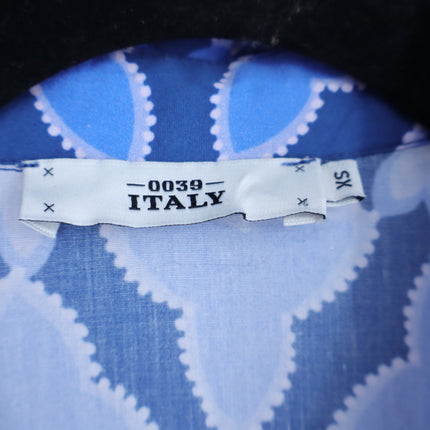 0039 ITALY Havanna Printed Wrap Midi Dress Blue 3/4 Sleeves Women's XS