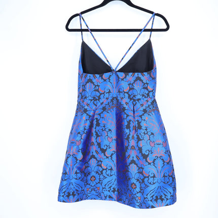 FREE PEOPLE Queen of Hearts Brocade Mini Dress Indigo and Black Women's 6