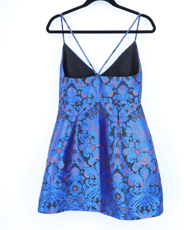 FREE PEOPLE Queen of Hearts Brocade Mini Dress Indigo and Black Women's 6