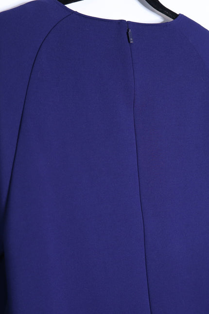 LAFAYETTE 148 Navy Blue Cape Dress Short Sleeve Round Neck Women's LP