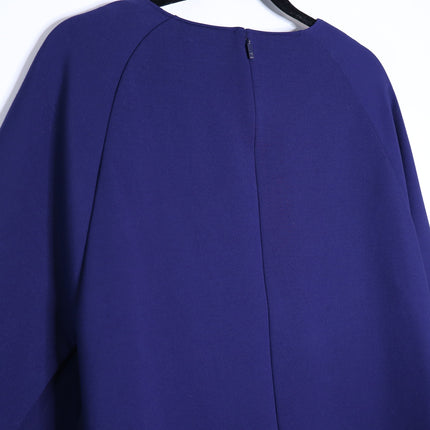 LAFAYETTE 148 Navy Blue Cape Dress Short Sleeve Round Neck Women's LP